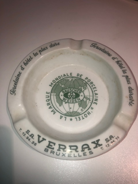 Cendrier porcelaine Verrax Bruxelles