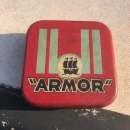 Oud kleine blikken doosje Armor, boot galjoen