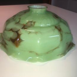 Groene gemarmerde opaline lampekap, art deco