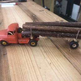 Dinky Toys 36A Log Carrier Orange trekker, gele aanhangwagen